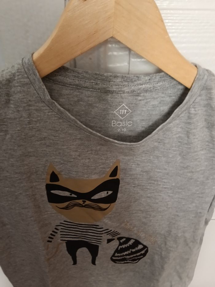 Tee-shirt tex gris chiné et multicolore - photo numéro 2