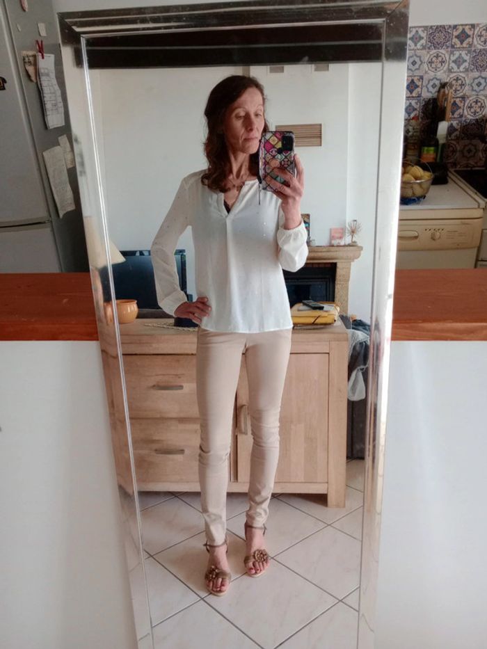 Pantalon femme 34 beige c78