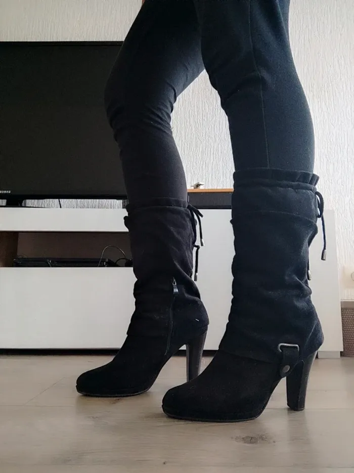 Botte noire femme 38 talon - photo numéro 4