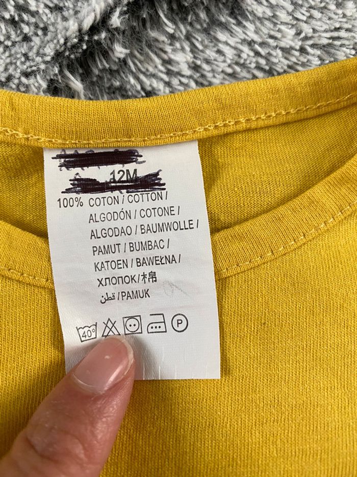 Teeshirt manches longues jaune - 12 mois - photo numéro 3