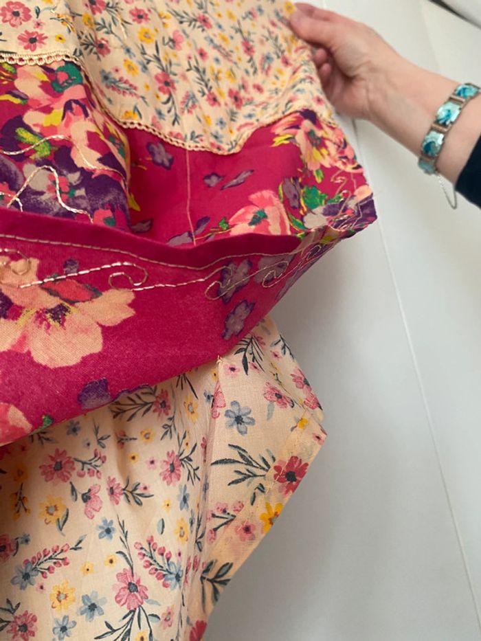 Poncho fantaisie multicolore avec fleurs et broderie - photo numéro 6