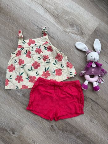 Ensemble blouse + short taille 24 mois