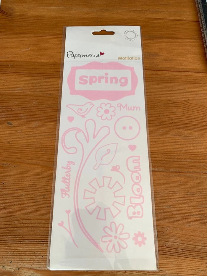 Planche stickers autocollants coeur fleur rose Papermania