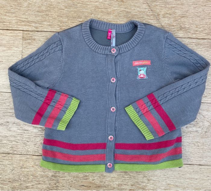 Pull gilet gris bouton chaud polaire fille 18 mois
