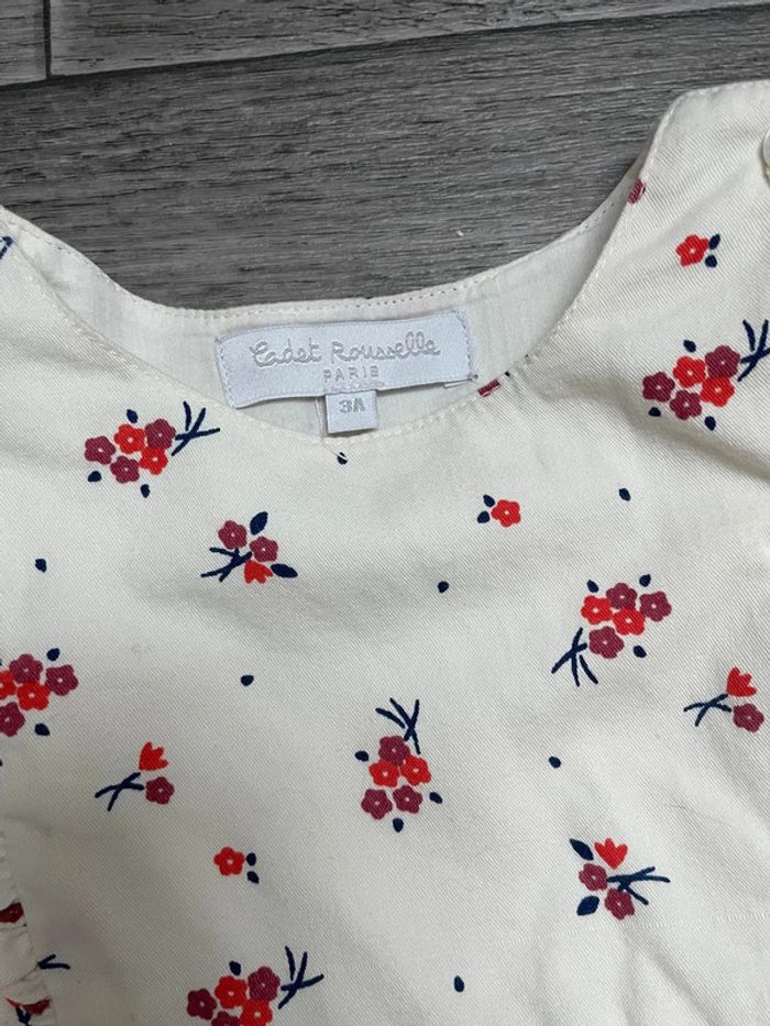 Robe à volants, crème et fleurs rouge Cadet Rousselle 3 ans - photo numéro 4
