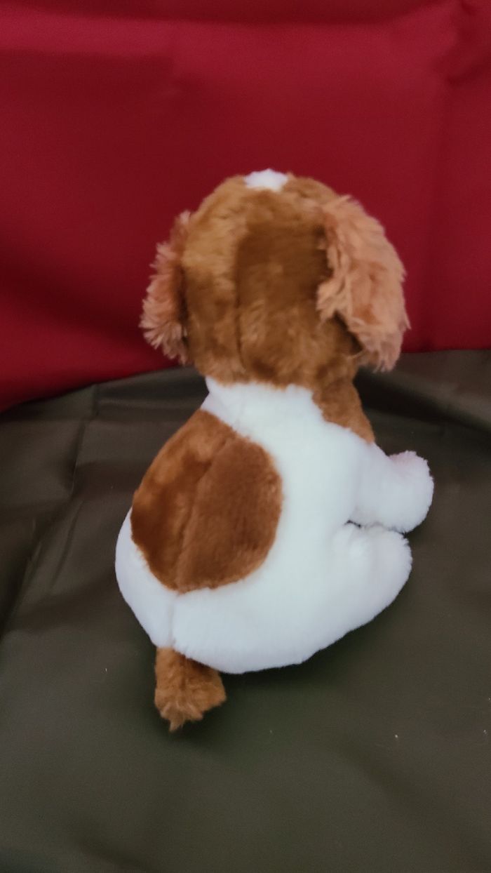 peluche chien assis blanc tache marron jemini - photo numéro 5