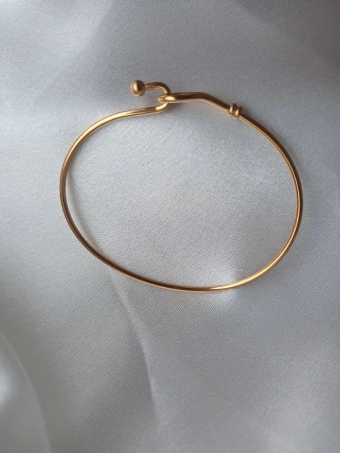 Bracelet jonc en acier inoxydable très tendance argenté ou doré unisexe - photo numéro 2