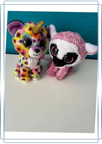 2 peluches ty yeux brillants