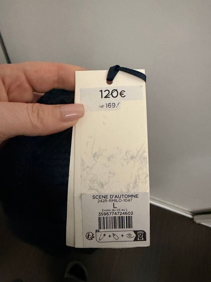 Caroll - Robe-pull 100% Laine RWS - Taille L - Bleu Marine - Neuf avec étiquette - photo numéro 5