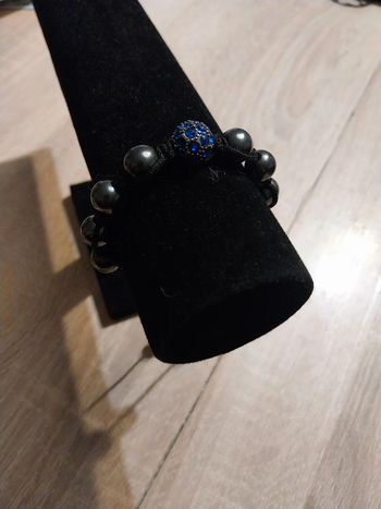 Shamballa bracelet perle bleu foncé mixte
