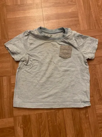T-shirt marinière à rayures gris et bleu taille 12/24 mois Lupilu