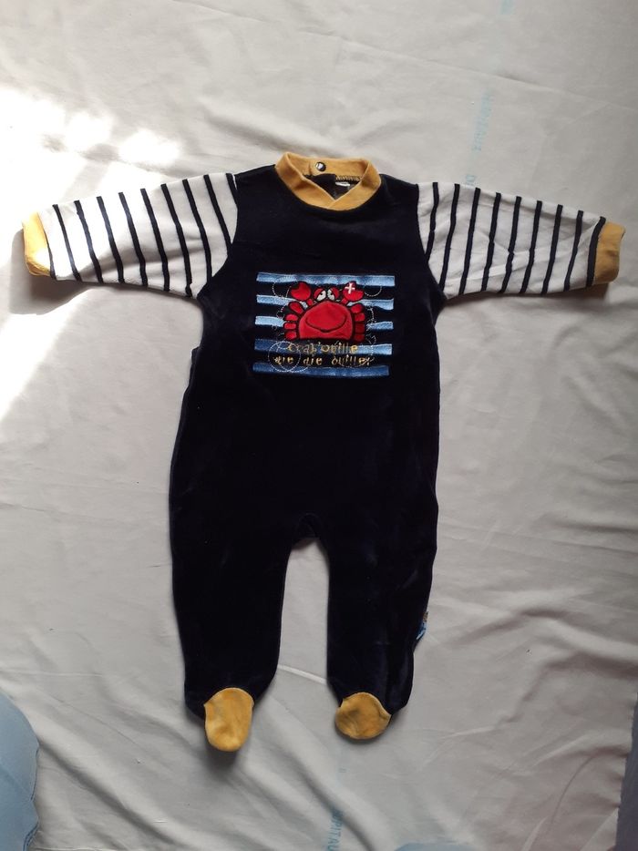 Babygros marine et blanc motif crabe