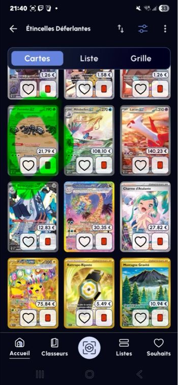 Lot de cartes 10  Pokémon étincelles deferlantes