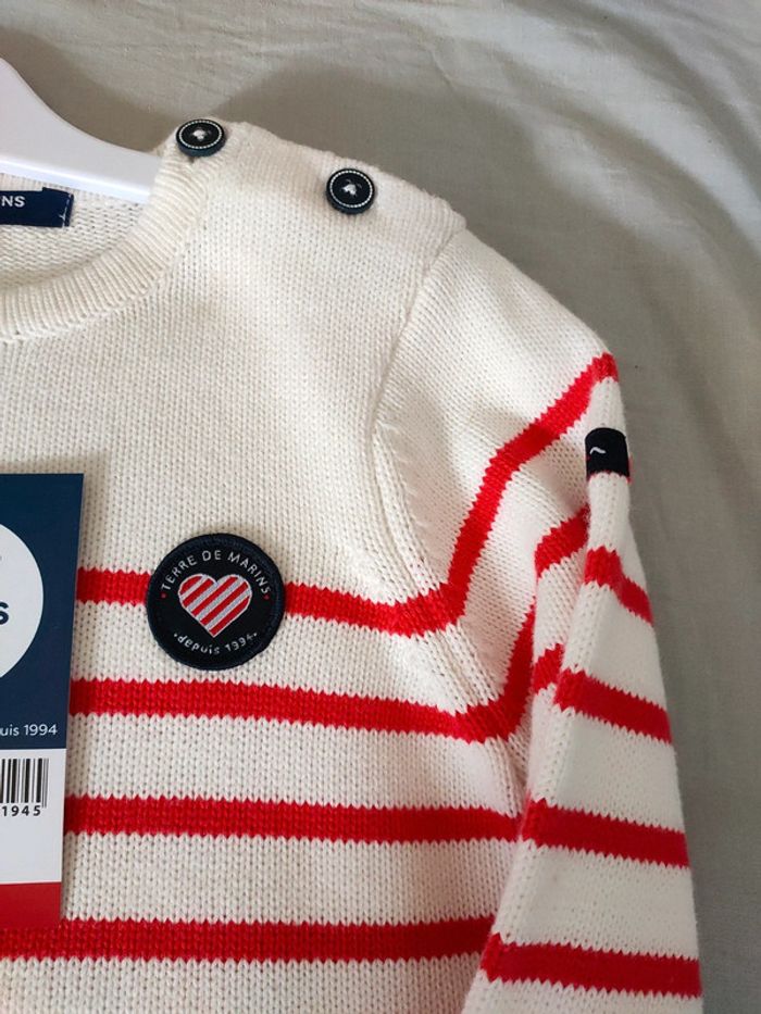 Pull marin fille enfant EF fond naturel rayé rose 5ans  Terre de Marins - photo numéro 3