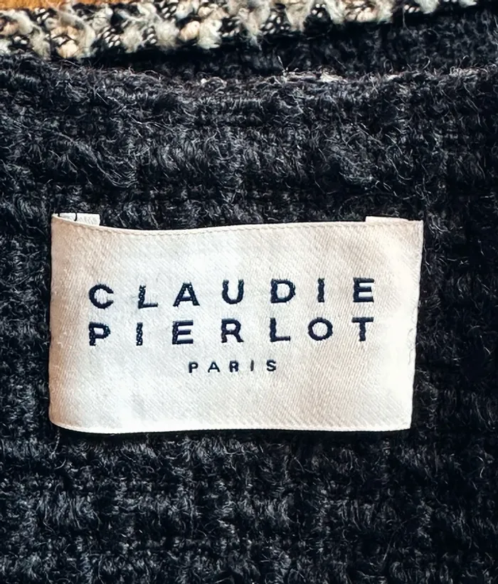 Manteau Claudie Pierlot noir tweed détails contrastés T36 - photo numéro 5