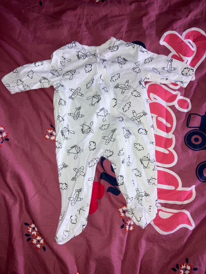 Pyjama blanc nuage avion zippé 1 mois