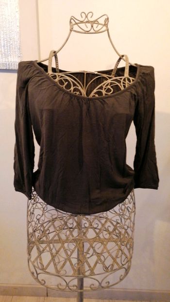 Haut gris manches 3/4 camaïeu taille S