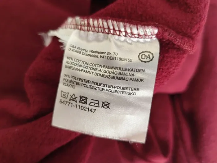 Gilet capuche sweat c&a bordeaux taille XS - photo numéro 5