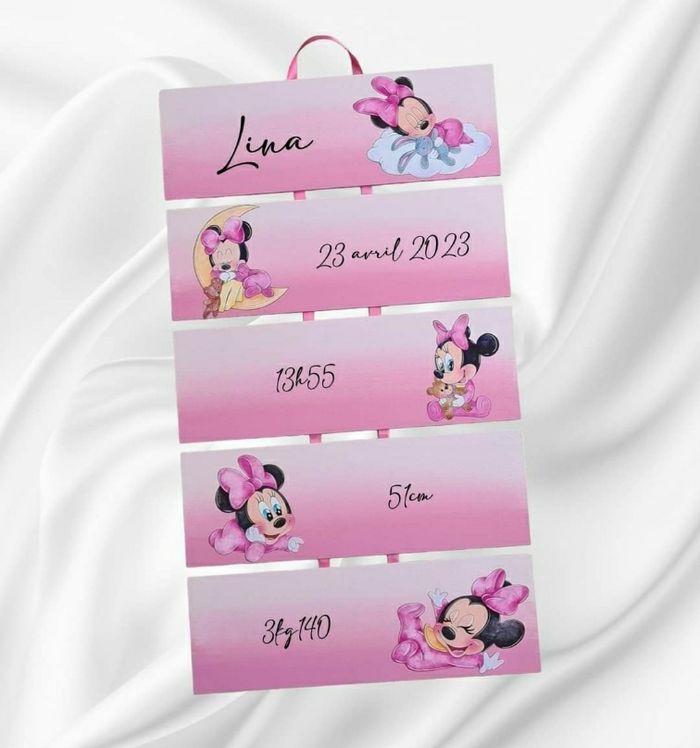 Panneau de naissance personnalisé minnie bébé