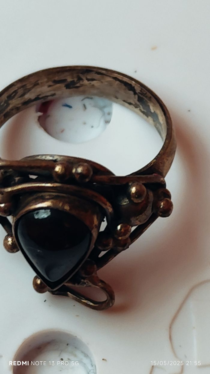 Bague vintage en bronze et ambre - photo numéro 8
