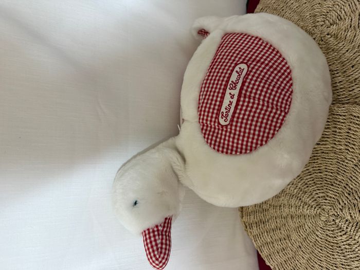 peluche canard tartine et chocolat vichy rouge range pyjama - photo numéro 2