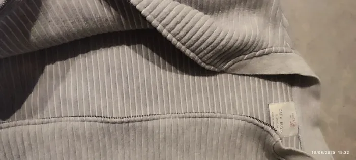 🧥 Veste Zara Boys 11-12 ans (152 cm) grise côtelée – zip à réparer - photo numéro 4