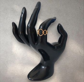 Bague en acier inoxydable dorée ajustable anneaux entrelacés neuve