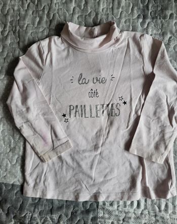 Col roulé rose clair 24 mois