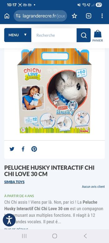 Peluche interactive husky CHICHI LOVE
