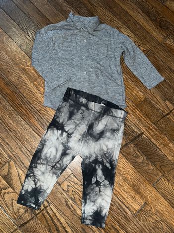 Chemise matière t-shirt Bout’chou et jogging Zara 12 mois