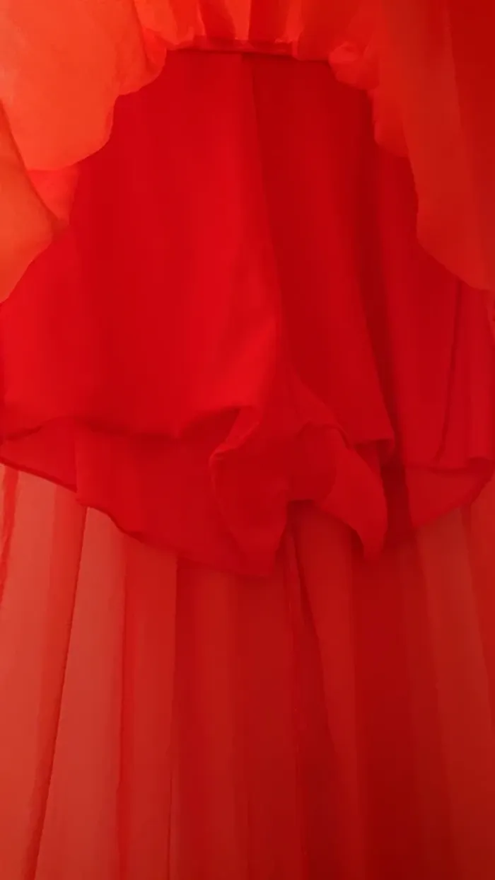 Jupe longue légère corail effet satiné - photo numéro 3
