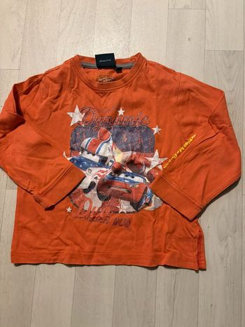 T-shirt cars orange motif craquelé 2/3 ans