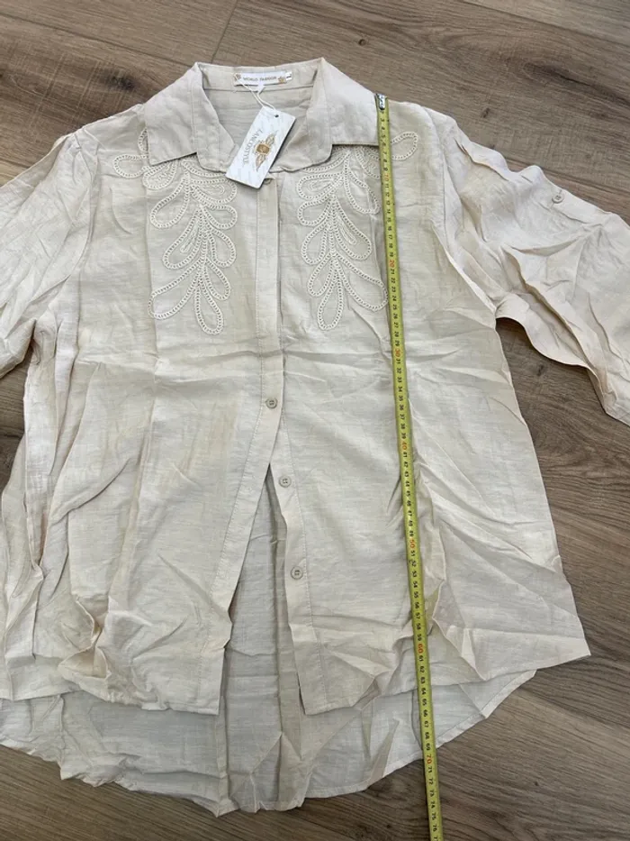 blouse femme chemise femme top femme beige crème taille 40 - photo numéro 2
