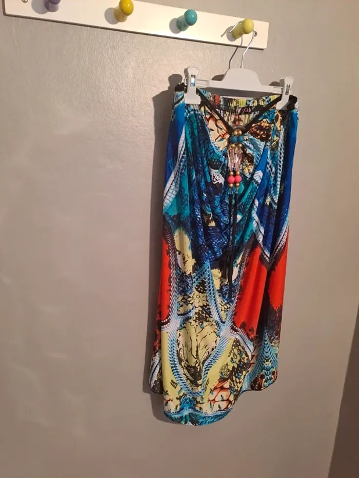 Robe bustier multicolore ton bleu - Marque Xinlai - Taille 40 - État neuf. - photo numéro 3