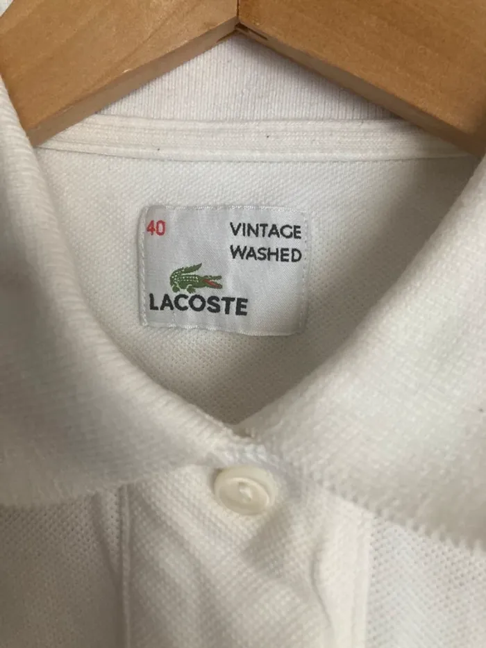 Lacoste polo femme vintage washed blanc taille 40 - photo numéro 2