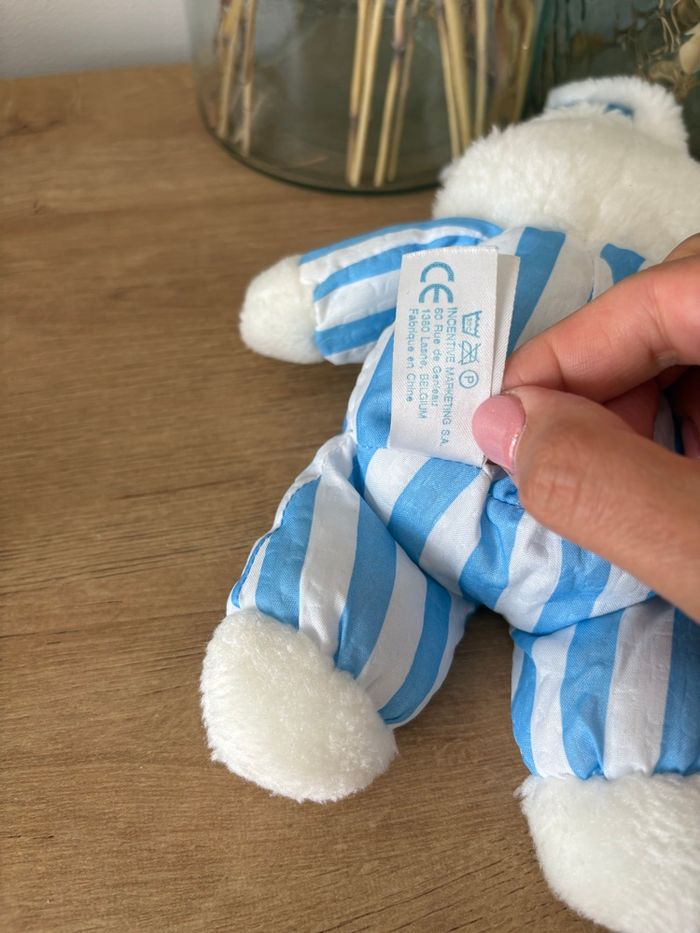 Peluche vintage lapin rayures Pampers - photo numéro 2