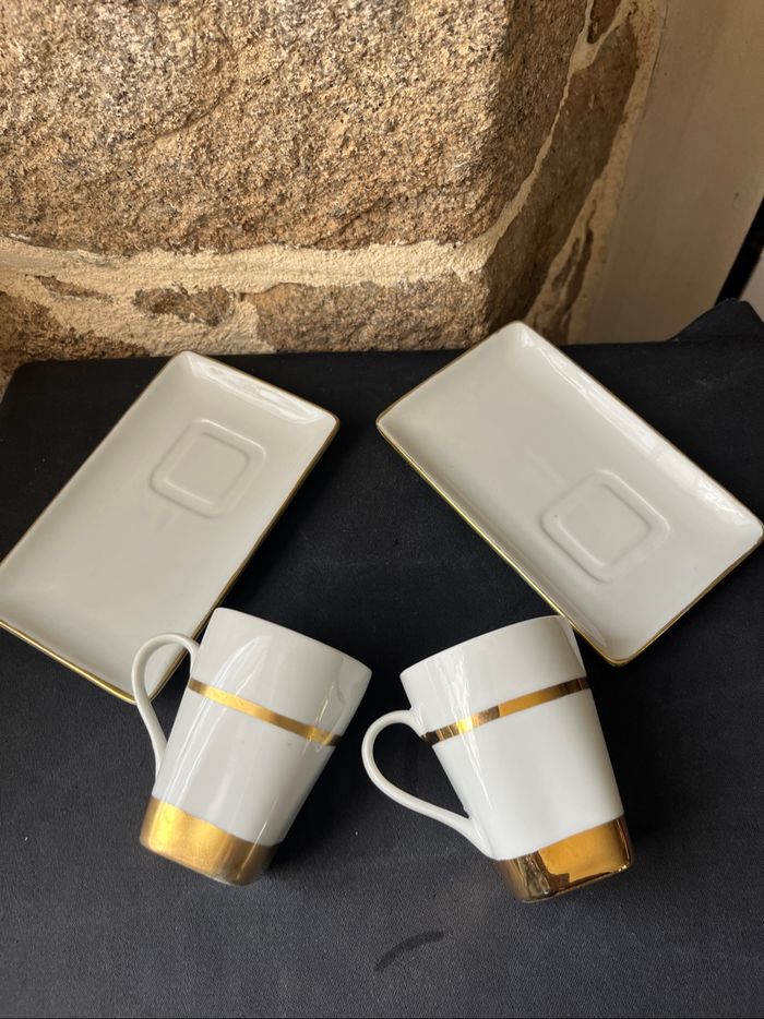 Magnifique lot de deux tasses et deux sous tasses - photo numéro 7