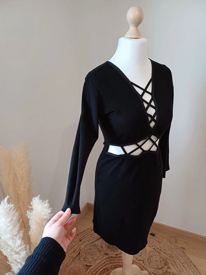 Robe noire sexy en suédine avec laçage JCL taille M/L 38/40 - photo numéro 4