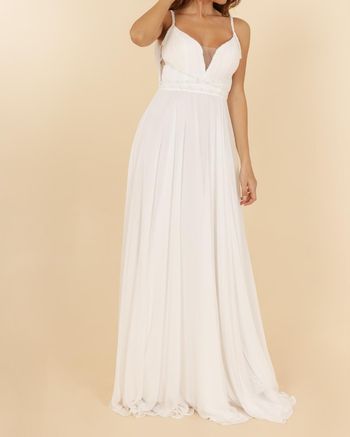 robe cérémonie empire buste perlées blanche taille 40