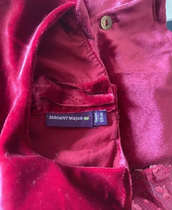 Robe en velours bordeaux et manches en tulles 6 mois - Sergent Major - photo numéro 6