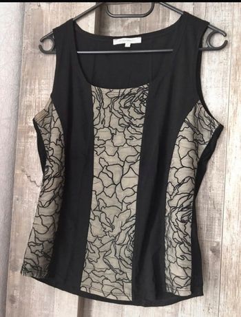 Top débardeur noir et beige Jacqueline Riu taille 2
