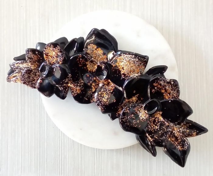 🖤 Pince à cheveux noire à paillettes vintage 🖤