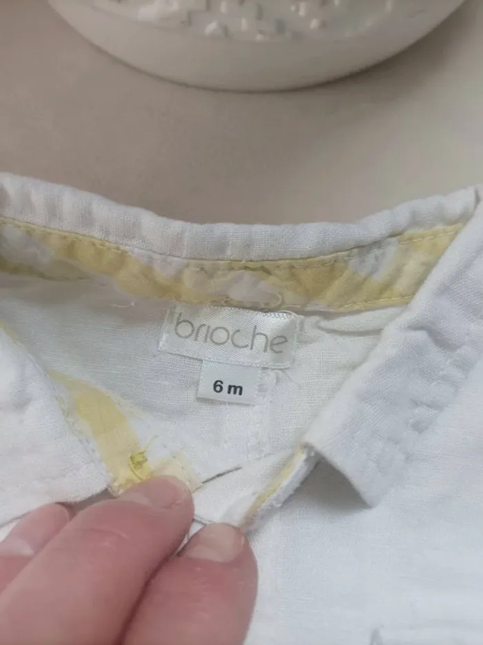 Combishort en lin blanc Brioche garçon 6 mois - photo numéro 3