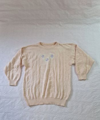 Pull femme en maille , broderie fleurs  , vintage,  taille S