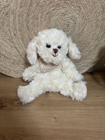 Neuf doudou chien écru crème bandana carreau bukowski
