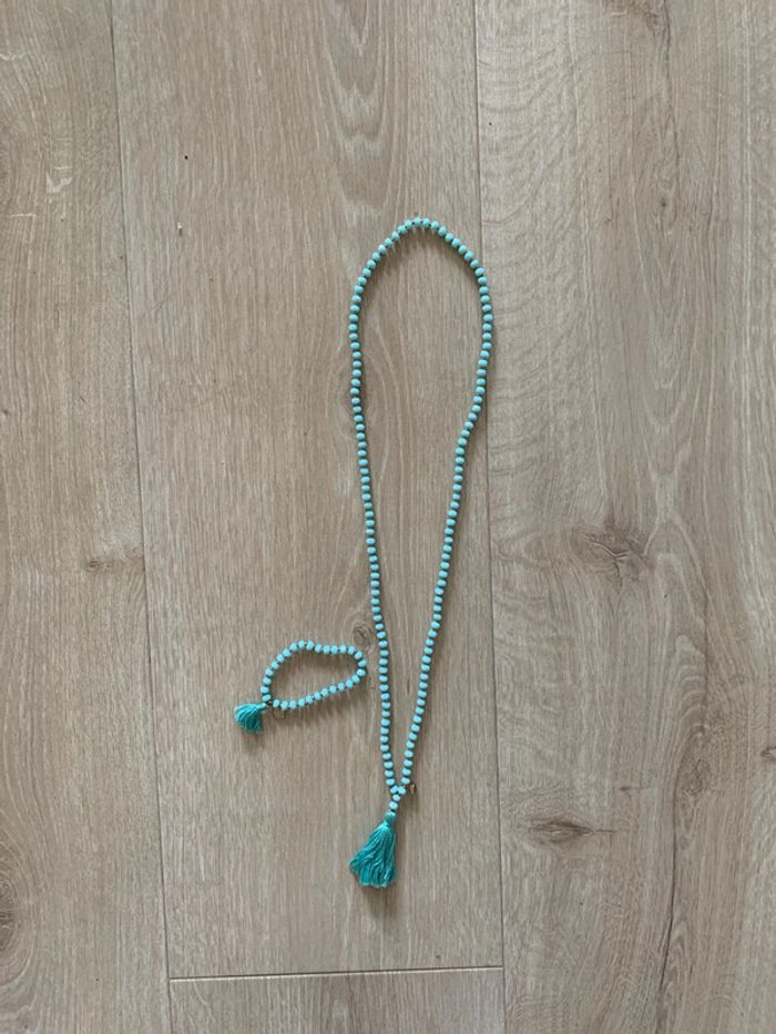 Ensemble sautoir bracelet turquoise