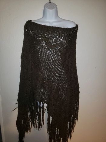 Poncho chocolat grosse mailles