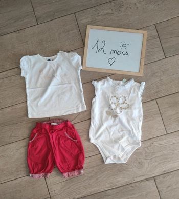 Ensemble 3 pièces été fille 12 mois