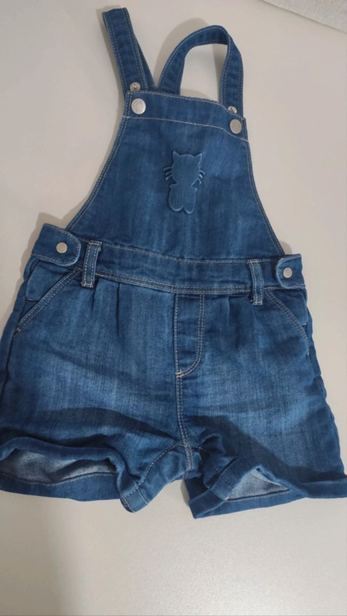 Salopette jean short bébé fille 18 mois