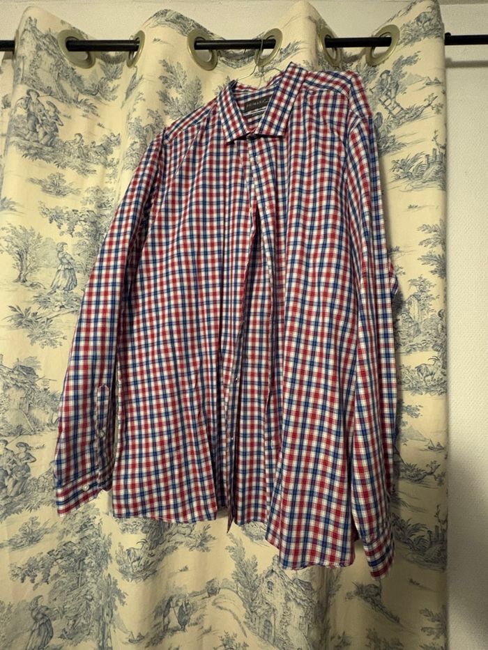 Chemise à carreaux bleus blancs rouges 3XL - photo numéro 2
